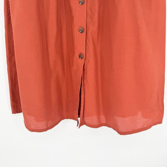 Madewell Palisade Button-Front Midi Skirt In Rusty Torch Orange Size 0 Preppy - Picture 9 of 15